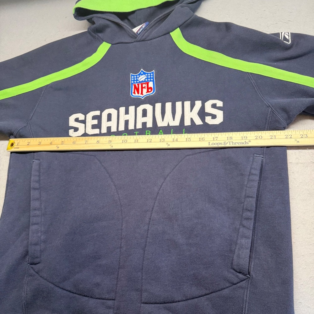 Reebok Hoodie Mens Small Blue Seattle Seahawks NFL Authentic Sideline Sweatshirt - Picture 9 of 12